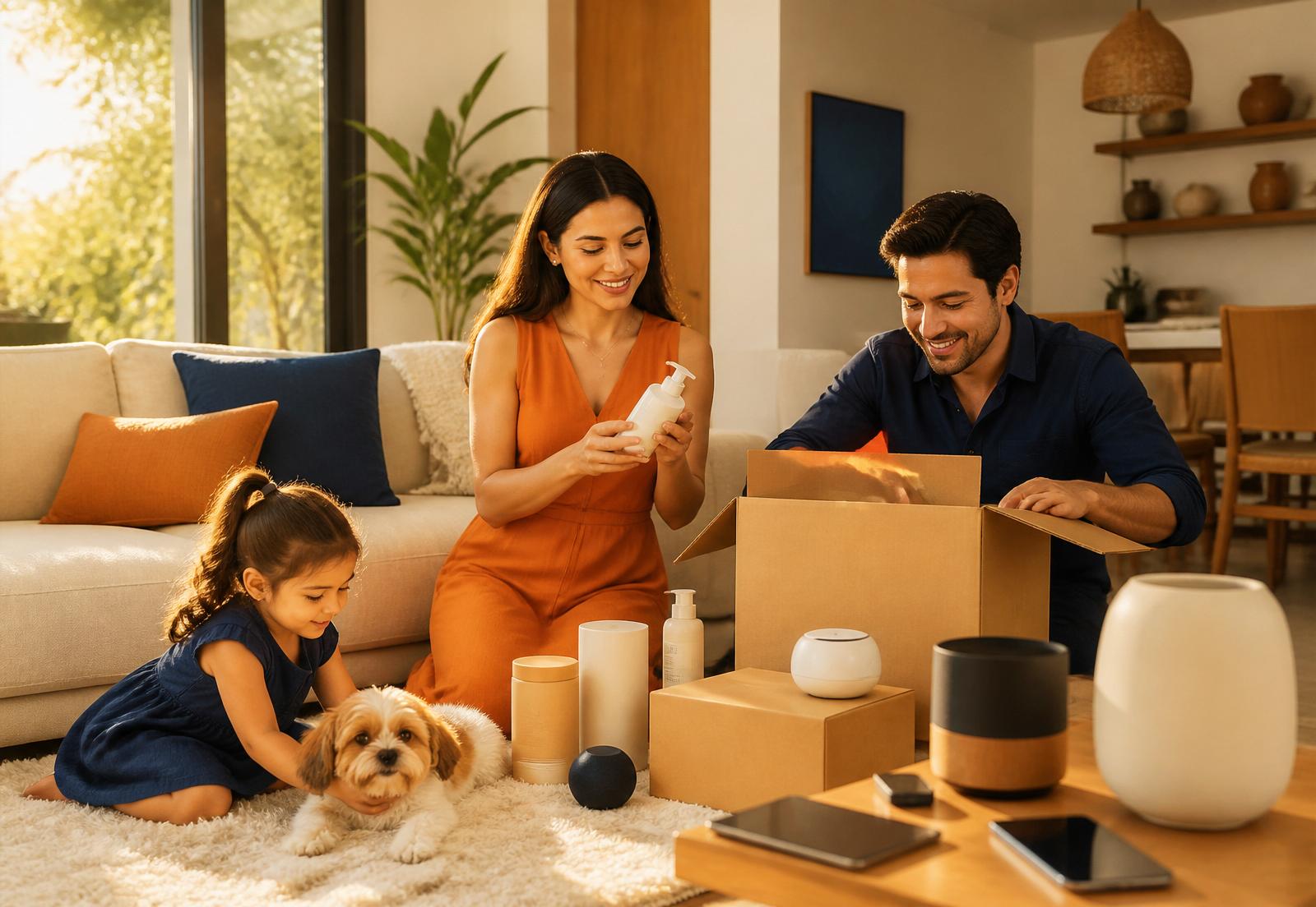 Familia disfrutando en casa con productos Averonza